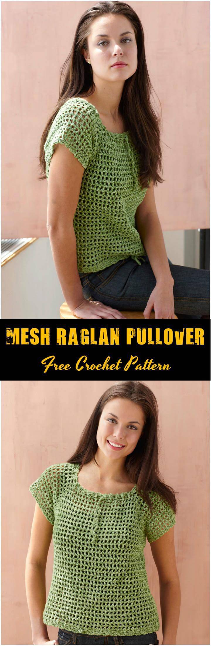 Mesh Raglan Pullover Free Crochet Pattern